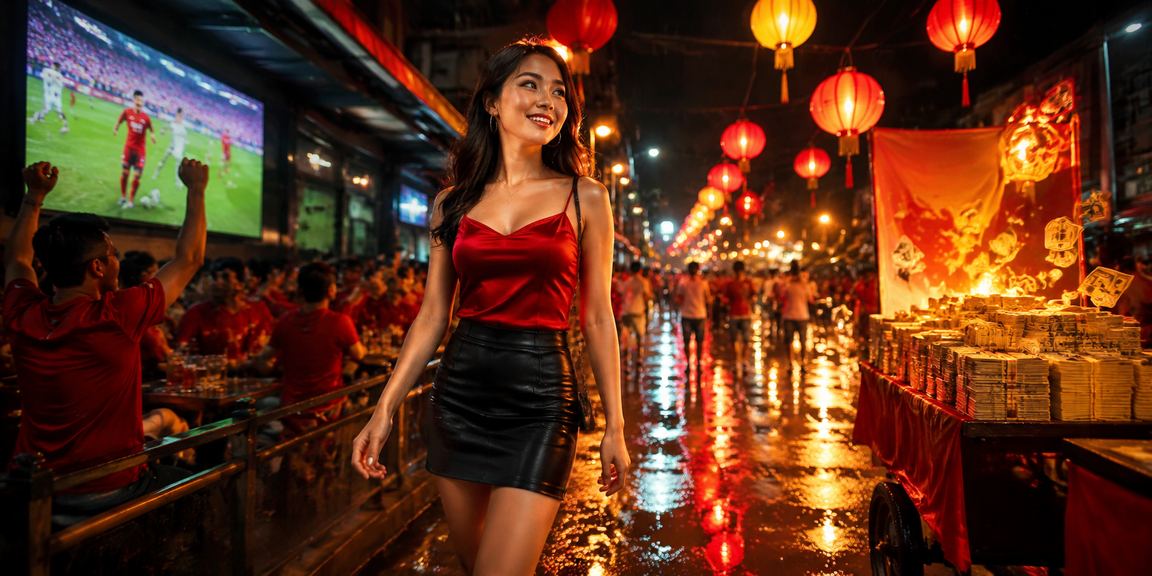 Cảnh chợ đêm Hà Nội với không khí nhận cashback và theo dõi thể thao trực tuyến